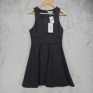 Likely Bunker Dress Black Sleeveless V-Neck Fit & Flare Mini Skater Size 6 NWT